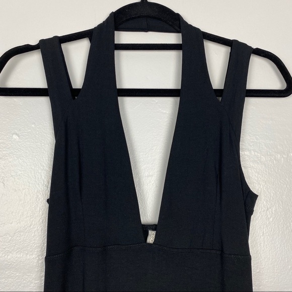 ASOS Black Maxi Dress Halter Soft (Tshirt material - Picture 3 of 5